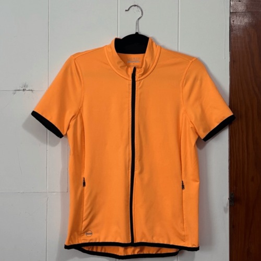 Lauren Ralph Lauren Active Orange Full Zip Short Sleeve Mock Neck Top Womens M